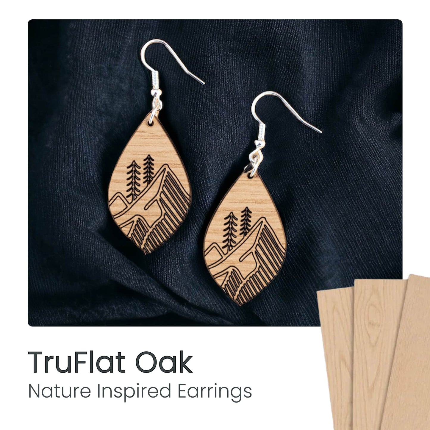 plywood earrings made with truflat laser plywood