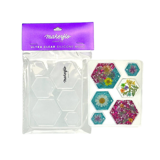 Hexagon shaped silicone mold for resin jewlery crafts