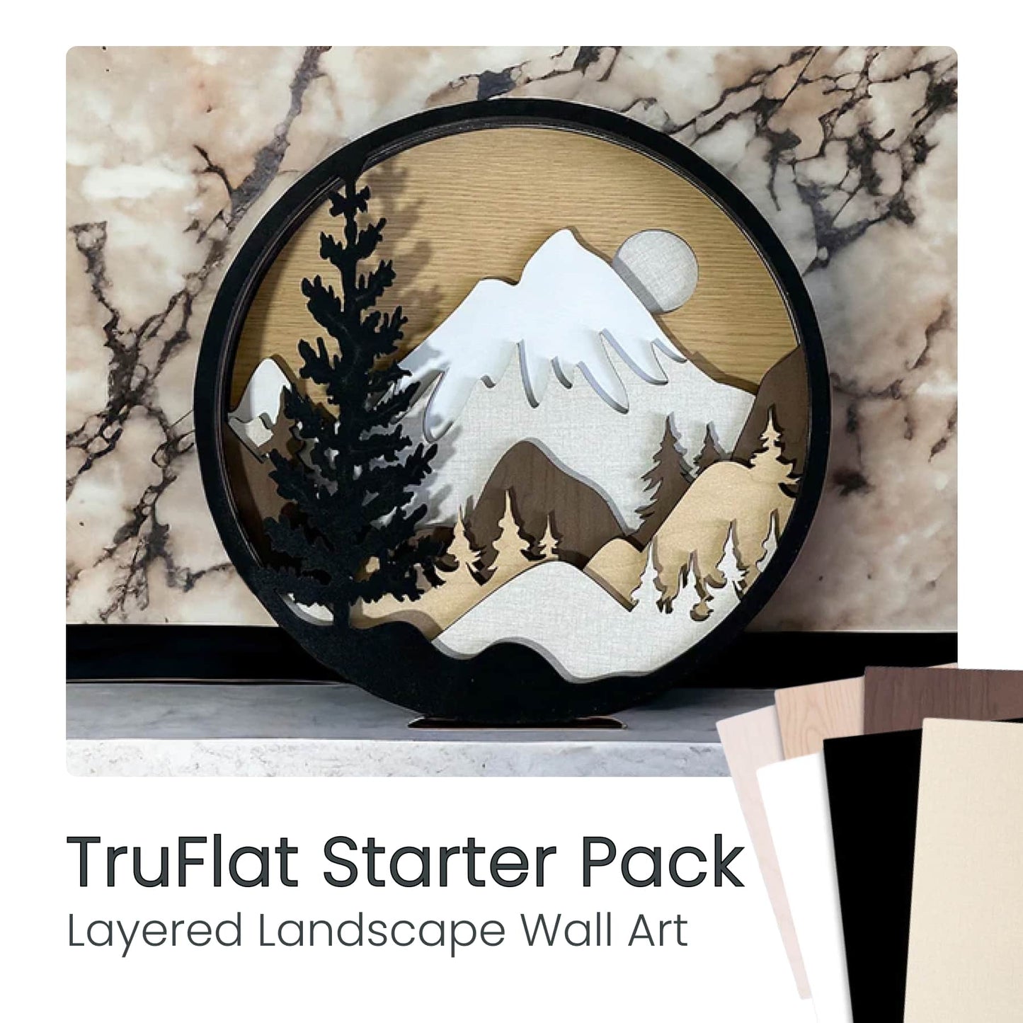 Truflat laser cut landscape wall art made with plywood