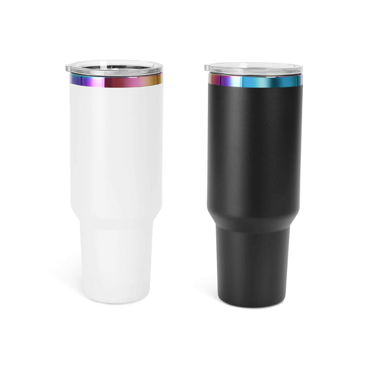 rainbow-plated tumbler, in white & black