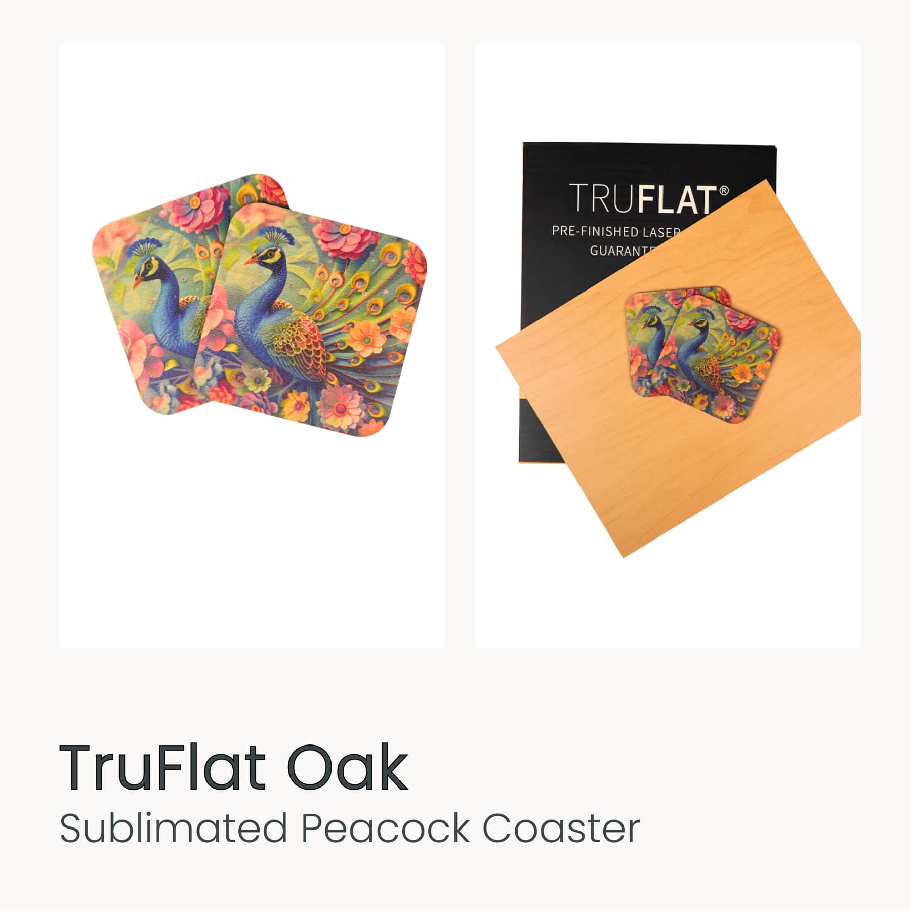 sublimated truflat oak plywood coasters